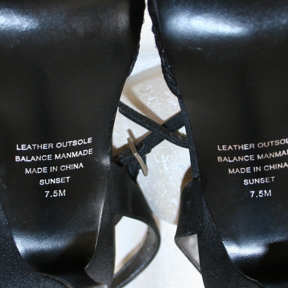 Alfani Black Satin Lined Pump Heel with rhinestones Size 7 1/2 Med. - Picture 5 of 9